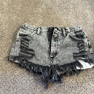 Wrangler Gray Distressed Jean Shorts